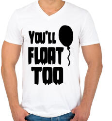 printfashion You'll float too! - Férfi V-nyakú póló - Fehér (2855843)