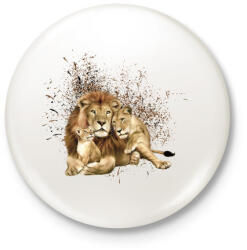 printfashion LION FAMILY - Kitűző, hűtőmágnes - Fehér (3083362)