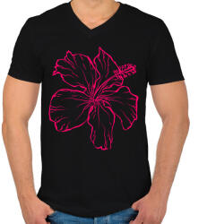 printfashion hibiscus - Férfi V-nyakú póló - Fekete (2271865)