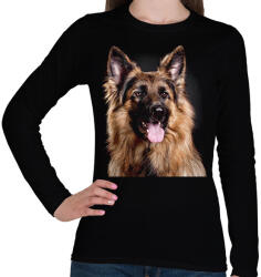 printfashion Német juhász - Női hosszú ujjú póló - Fekete (12222721)