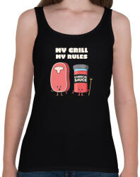 printfashion My grill, my rules - Női atléta - Fekete (10910117)