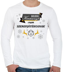 printfashion Boldog karácsonyt! (Szerepjátékosnak) - Férfi hosszú ujjú póló - Fehér (3784861)