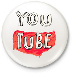 printfashion YouTube - Kitűző, hűtőmágnes - Fehér (3078722)