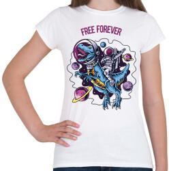 printfashion Free forever - Dínó és űrhajós - Női póló - Fehér (6929611)