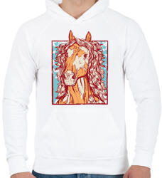 printfashion Ló - Férfi kapucnis pulóver - Fehér (12663399)
