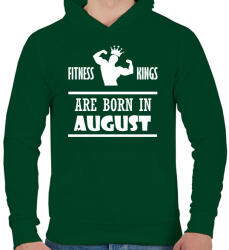 printfashion Fitnessz királyok augusztusban születtek - Férfi kapucnis pulóver - Sötétzöld (1288425)