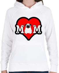 printfashion Mops mom - Női kapucnis pulóver - Fehér (1836096)