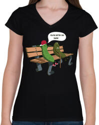 printfashion Kovászos ubi - Női V-nyakú póló - Fekete (2335131)