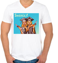 printfashion Sikerült - Popart - Férfi V-nyakú póló - Fehér (6336931)