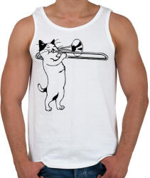 printfashion Macska harsonázik - Férfi atléta - Fehér (10282579)