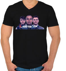 printfashion Detroit become human - Férfi V-nyakú póló - Fekete (987425)