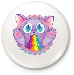 printfashion Szivárvány macska - Kitűző, hűtőmágnes - Fehér (3077851)