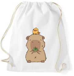 printfashion Capybara kismadárral - Sportzsák, Tornazsák - Fehér (13856583)