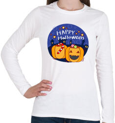 printfashion Happy Halloween Night - Női hosszú ujjú póló - Fehér (1825385)