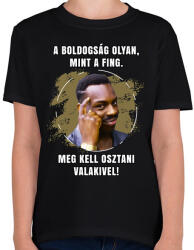 printfashion A boldogság olyan mint a fing - Gyerek póló - Fekete (5179952)