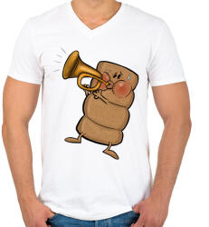 printfashion Kürtőskalács - Férfi V-nyakú póló - Fehér (13610914)