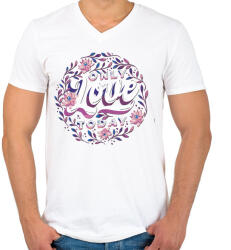 printfashion Valentin nap - Only love today - Férfi V-nyakú póló - Fehér (4311603)
