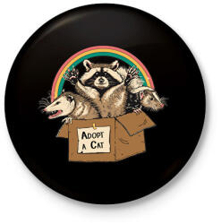 printfashion Adopt a cat - Kitűző, hűtőmágnes - Fekete (16018737)