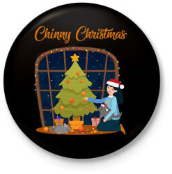 printfashion Chinny Christmas - Kitűző, hűtőmágnes - Fekete (14526993)