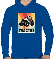 printfashion Retro Traktor - Férfi kapucnis pulóver - Királykék (1630343)