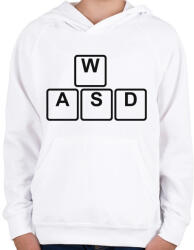 printfashion WASD - Gyerek kapucnis pulóver - Fehér (2858266)