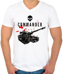 printfashion Tank Commander - Férfi V-nyakú póló - Fehér (1322472)