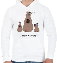 printfashion Capy birthday - Férfi kapucnis pulóver - Fehér (13672552)