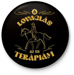 printfashion A lovaglás a terápiám - Kitűző, hűtőmágnes - Fekete (12703877)
