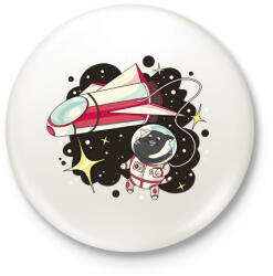 printfashion Űrhajós cica - Kitűző, hűtőmágnes - Fehér (13092944)