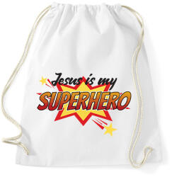 printfashion Jesus Is My Superhero - Sportzsák, Tornazsák - Fehér (1677126)