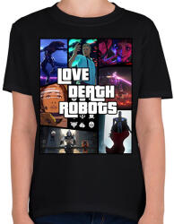 printfashion Love Death & Robots - Gyerek póló - Fekete (7161481)