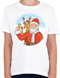 printfashion Télapó szelfi - Gyerek póló - Fehér (4163439)