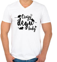 printfashion Őrült degus hölgy - Férfi V-nyakú póló - Fehér (14473018)