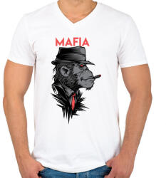 printfashion MAFIA - Férfi V-nyakú póló - Fehér (361289)