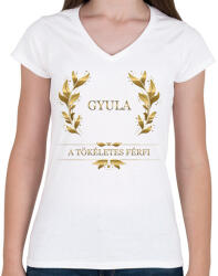 printfashion Gyula - Női V-nyakú póló - Fehér (2812248)