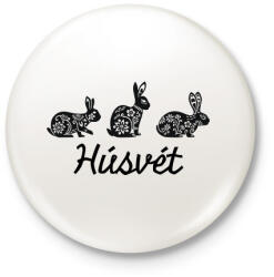 printfashion Húsvét - Mintás nyulak - Kitűző, hűtőmágnes - Fehér (6335937)
