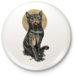 printfashion Macska-egér - Kitűző, hűtőmágnes - Fehér (3082959)