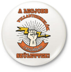 printfashion Villanyszerelő január - Kitűző, hűtőmágnes - Fehér (11406110)