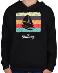 printfashion Vitorlázás - Gyerek kapucnis pulóver - Fekete (2778551)