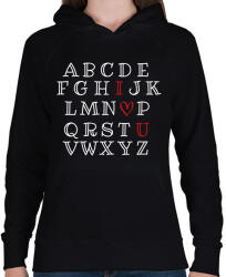 printfashion I love u - ABC - Női kapucnis pulóver - Fekete (11645016)
