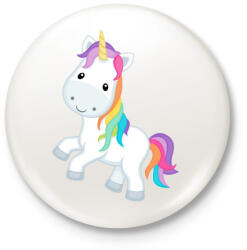printfashion Unikornis - Kitűző, hűtőmágnes - Fehér (3077998)