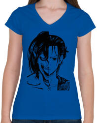 printfashion Attack on Titan Eren - Női V-nyakú póló - Királykék (6106102)