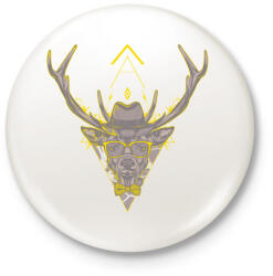 printfashion Hipster szarvas - Kitűző, hűtőmágnes - Fehér (3075790)