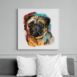 printfashion mopsz portré - Vászonkép - Fehér (6639089)