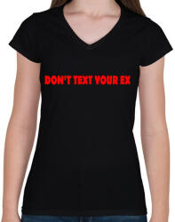 printfashion Dont. . . - Női V-nyakú póló - Fekete (1283584)