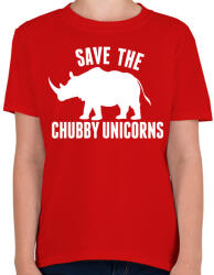 printfashion Save the Chubby Unicorns! - Gyerek póló - Piros (2020735)