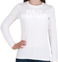 printfashion Fully Charged (white) - Női hosszú ujjú póló - Fehér (1353283)