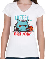 printfashion Coffee right - Női V-nyakú póló - Fehér (4222826)