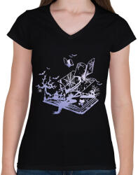 printfashion halloween stories - Női V-nyakú póló - Fekete (14461106)