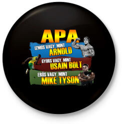 printfashion Apa a legkeményebb - Kitűző, hűtőmágnes - Fekete (3102807)